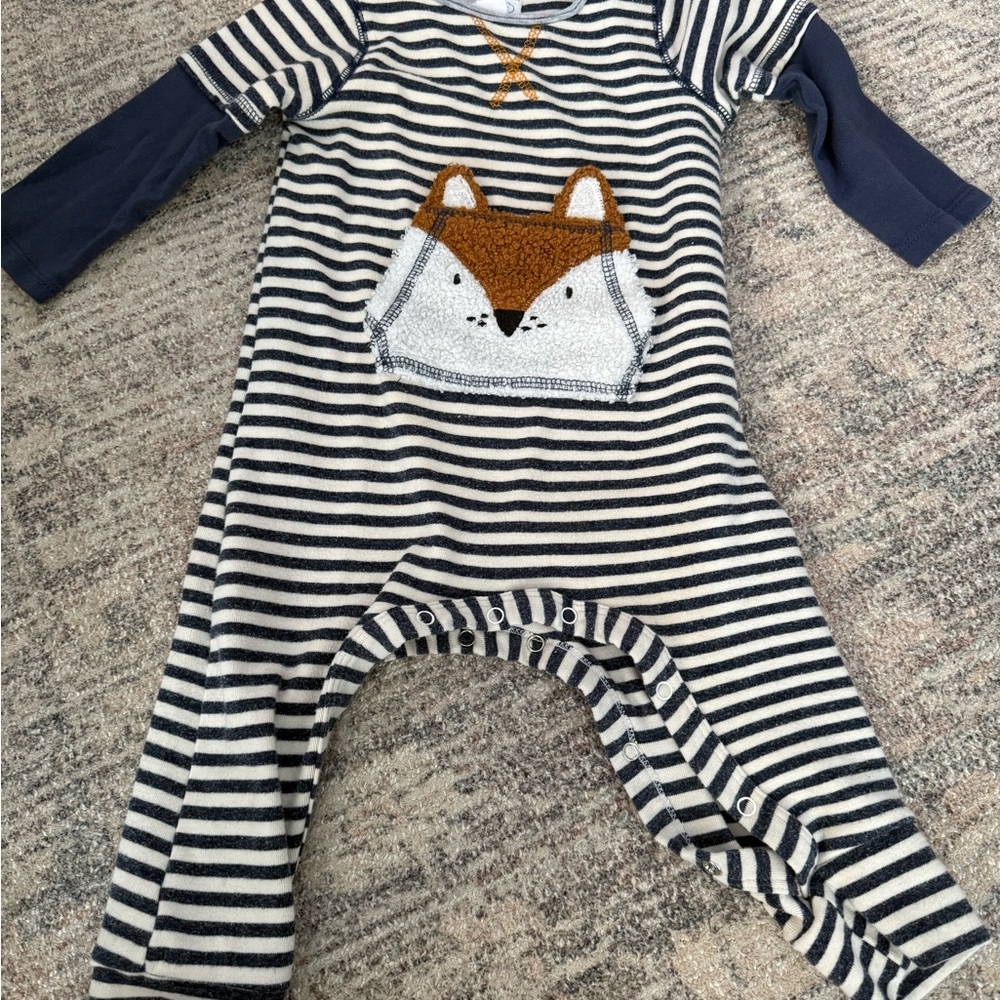 Mud Pie Navy Striped Fox One Piece